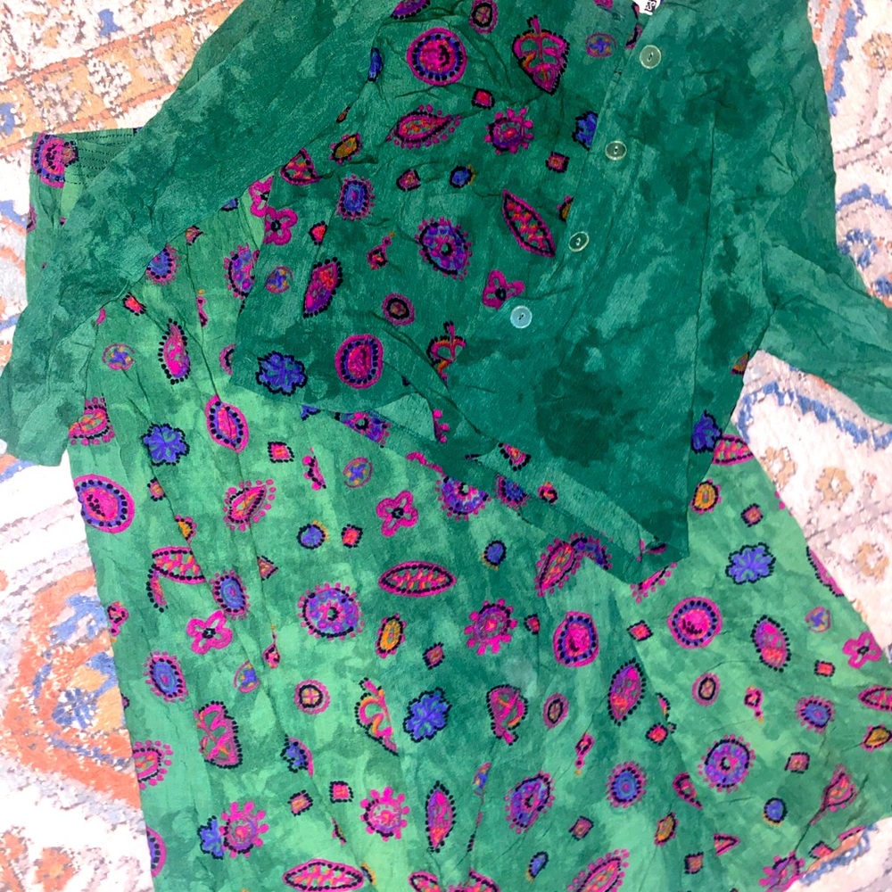 2 piece green and paisley skirt set small/medium.